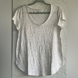 LOFT White Speckled Short Sleeve Lounge Tee
